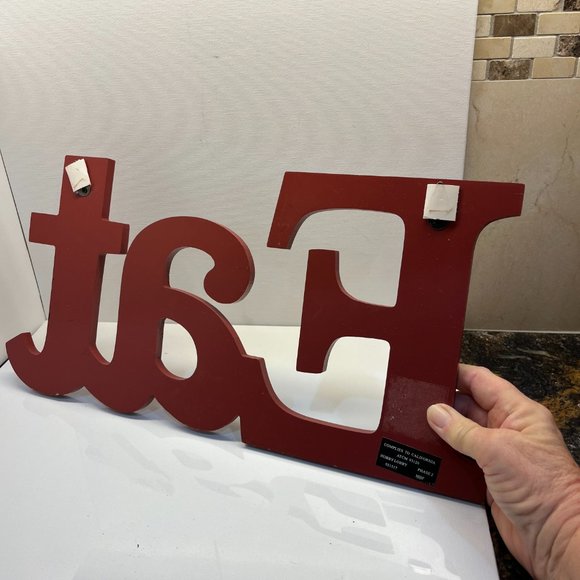 NWOT Hobby Lobby Home Decor EAT red wooden sign with hanging hardware, 16L x 8T - Picture 9 of 9